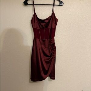 Windsor Deep Red Satin Maxi Dress